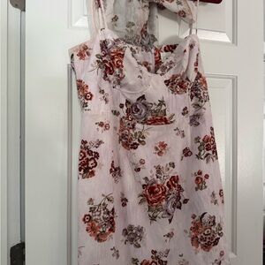 H&M Floral Mini Dress - Cream and Red